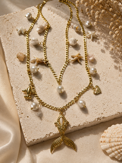 Coastal Mermaid Charm Necklace 🧜🏻‍♀️✨ - Code N