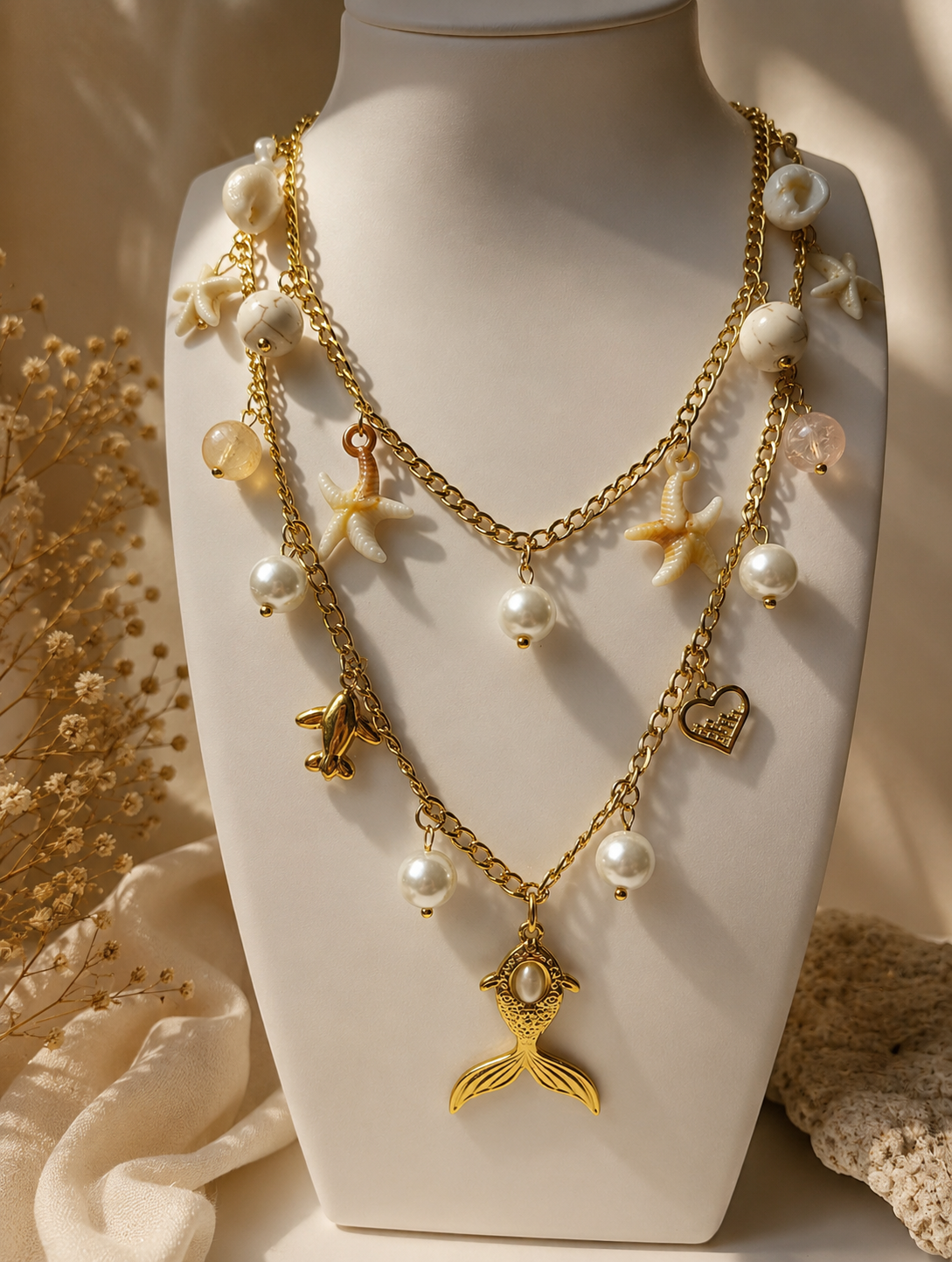 Coastal Mermaid Charm Necklace 🧜🏻‍♀️✨ - Code N