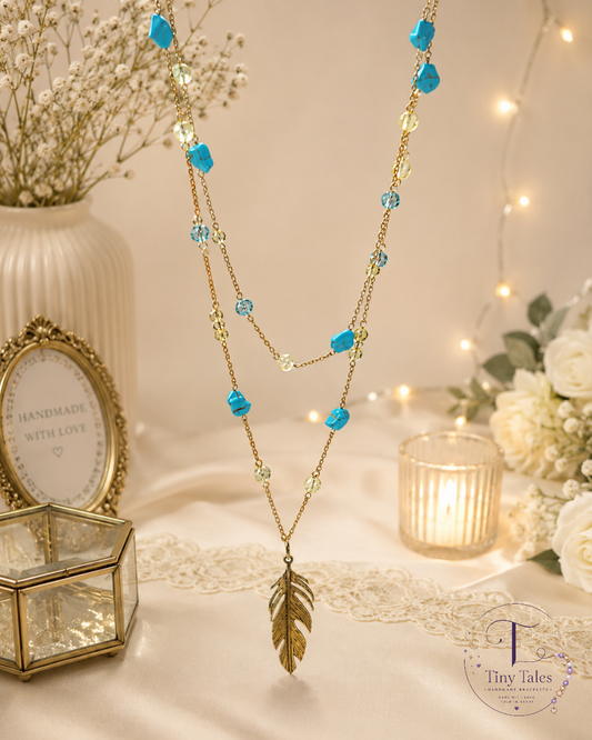 Turquoise Feather Necklace N2004