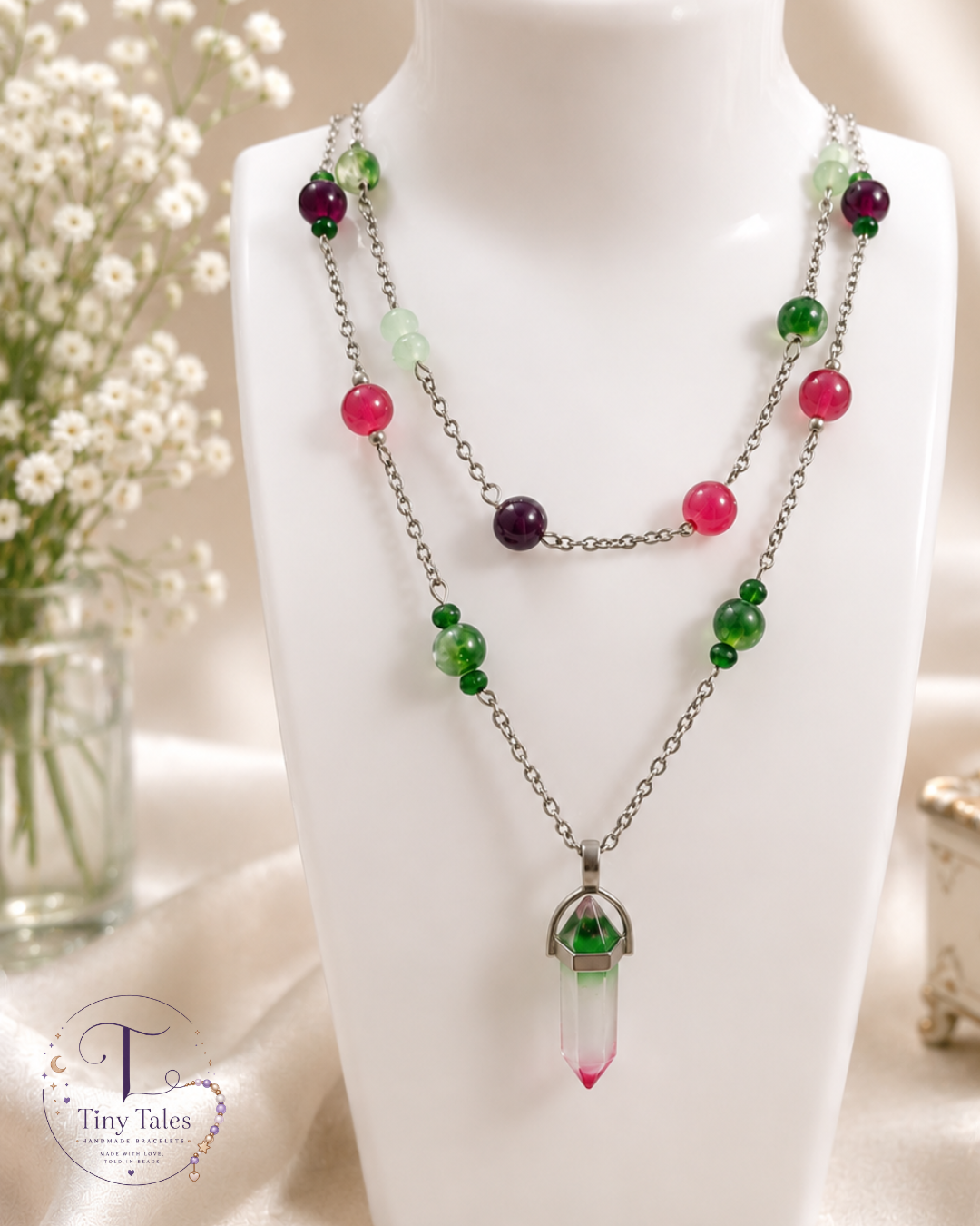 Watermelon Crystal Necklace 🍉✨