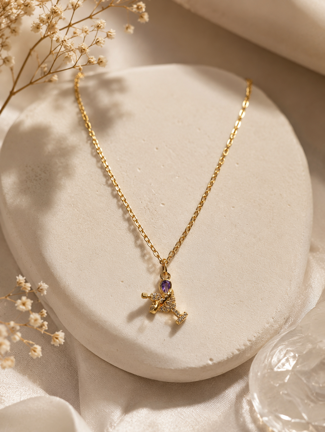 Champagne Celebration Necklace  ( Purple )🥂 💜 - Code N2024
